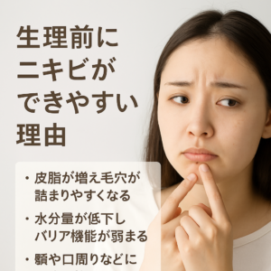 顎や口周りに繰り返す生理前ニキビの原因