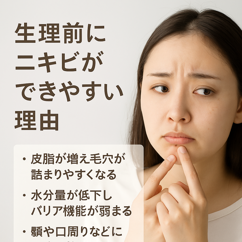 顎や口周りに繰り返す生理前ニキビの原因